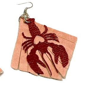 Crawfish Mardi Gras crawdadvegan leather earrings